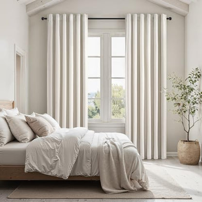 Topfinel 100% Blackout Curtains 90 Inches Long for Living Room 2 Panels Set Thick Linen Texture Energy Saving Curtain Window Coverings Hook Belt Pleated Drapes Aesthetic Bedroom(W40 xL90,Birch) - color: Birch, size: 40"W x 90"L (Pack of 2)