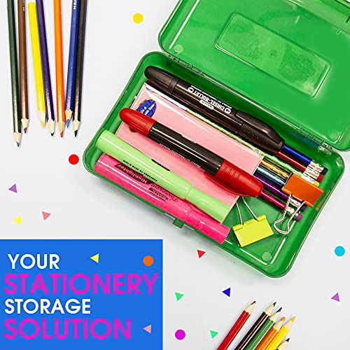 BAZIC PRODUCTS Classic Multipurpose Pencil Box, Stackable, 24-Case | snap-latch lid for pens, tools, crafts, supplies - color: Classic Color, size: 24-Pack
