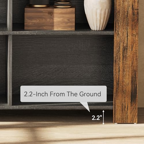 LITTLE TREE TV Stand with Storage, 63-Inch Entertainment Center with Shelves, Modern Media Console for Television up to 65" for Living Room, Bedroom, Brown + Dark Gray - color: Brown + Dark Gray