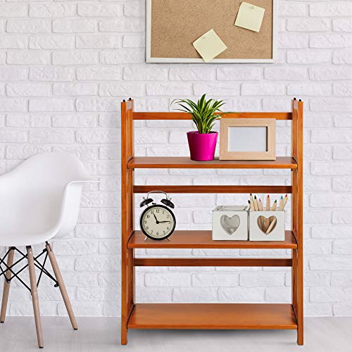 Casual Home 3-Shelf Folding Stackable Bookcase (27.5" Wide)-Honey Oak - color: Honey Oak, size: 3-Shelf Stackable