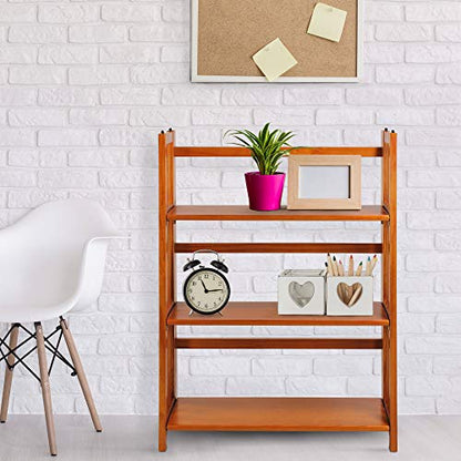 Casual Home 3-Shelf Folding Stackable Bookcase (27.5" Wide)-Honey Oak - color: Honey Oak, size: 3-Shelf Stackable
