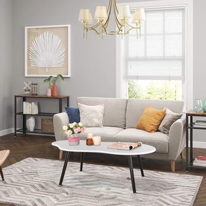 Small Coffee Table Cloud Shaped Irregular Center Table for Living Room Unique White Wood Grain Top Floor Table for Small Space Apartment - color: White