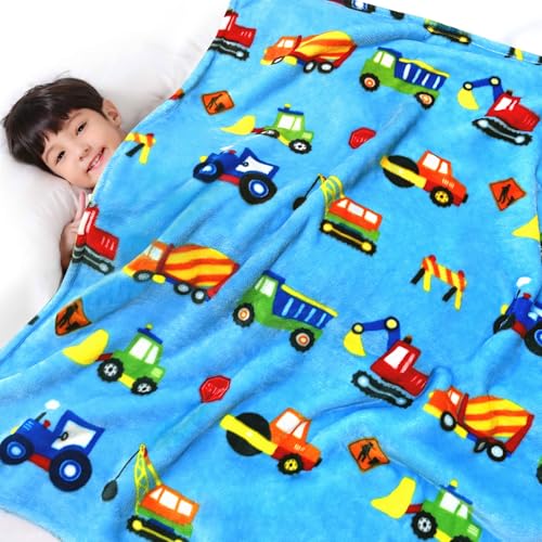 Lukeight Construction Toddler Blanket Gifts for Boys and Girls, Plush Truck Throw Blanket for Kids, Thick and Warm Boys Blanket for Teens Birthday (Construction, 50x60 Inches) - color: Truck, size: 50 in x 60 in