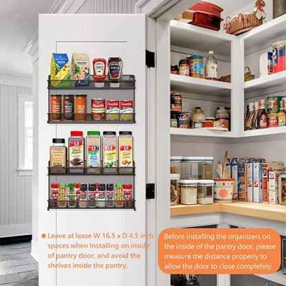 2 PK 2 Tier Mesh Kitchen Counter-top or Wall Mount Spice Rack Jars Storage Organizer, Bronze