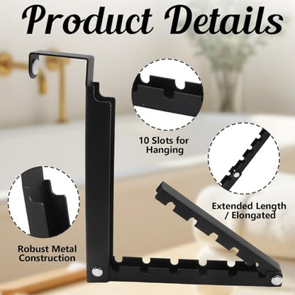 Zorfeter 1 PCS Over The Door Hanger, Foldable Drying Rack 10 Ridges, Black | Heavy Duty Space Saving, For Laundry Bedroom Travel - color: Black