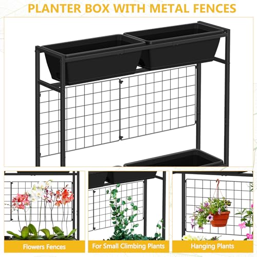 ETELI Vertical Raised Garden Beds Outdoor Elevated Herbs Garden Planter Boxes with Trellis and Legs 32.4" Flowers Beds Vertical Planters for Small Climbing Plant Vegetables Patio Balcony, Black - color: Black