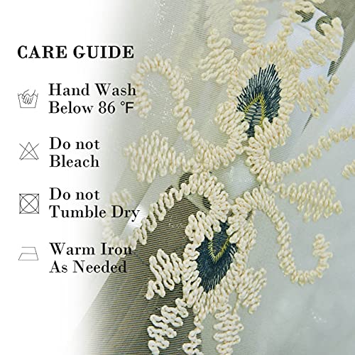 Blue Simple Chenille Jacquard Sheer Window Elegance Curtains/Drapes/Panels/Treatments for Bedroom Living Room,Top Grommets, Two Panels, W54 x L96 inch | Jacquard Floral Detail, Lightweight Voile Feel, Gentle Light Diffusion, for Bedroom and Living Room Wi