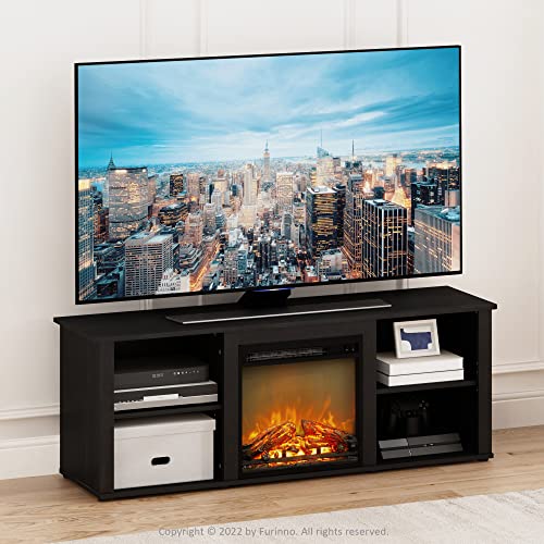 Furinno Classic 60 Inch TV Stand with Fireplace, Americano - color: Americano, size: 60-Inch