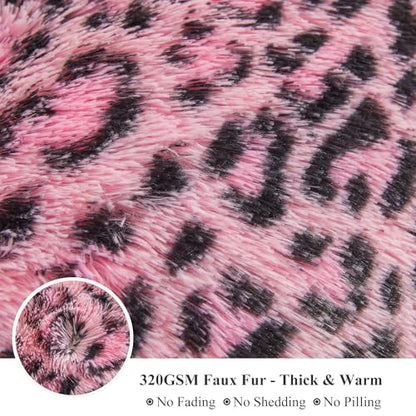 XeGe Cheetah Print Fluffy Faux Fur Duvet Cover Set, Twin, Black and Pink | 2 Pieces Soft Plush Shaggy Fuzzy Bedding Set(1 Faux Fur Leopard Print Comforter Cover + 1 Furry Pillowcase), Zipper Closure - color: Cheetah Print Black and Pink, size: Twin