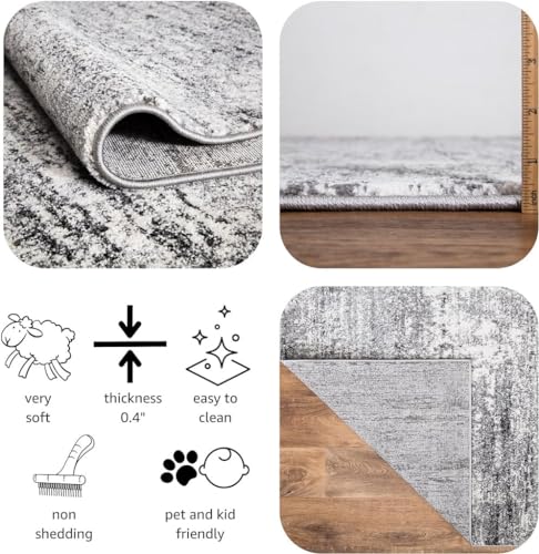 Keen Home Design Runner Rugs - 32"x91" Non-Shedding, Thick Pile Abstract Rugs for Kitchen, Living Room, Bedroom, Dining Room, Entryway - Size: 2'8" x 7'7", Abstract Cream/Grey - color: Abstract Cream/Grey, size: 2'8" x 7'7" (Runner)