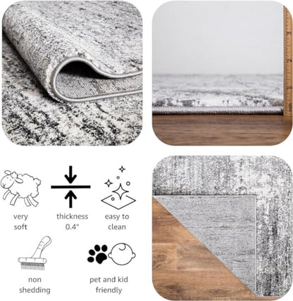 Keen Home Design Runner Rugs - 32"x91" Non-Shedding, Thick Pile Abstract Rugs for Kitchen, Living Room, Bedroom, Dining Room, Entryway - Size: 2'8" x 7'7", Abstract Cream/Grey - color: Abstract Cream/Grey, size: 2'8" x 7'7" (Runner)