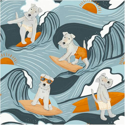 Floralplus Peel and Stick Wallpaper Dog Renter Friendly Wallpaper | Removable, Textured, Waterproof, Stick On Contact Paper, Funny Puppy Blue Wallpaper for Bathroom Nursery, 17.5 x 118 in - color: Blue
