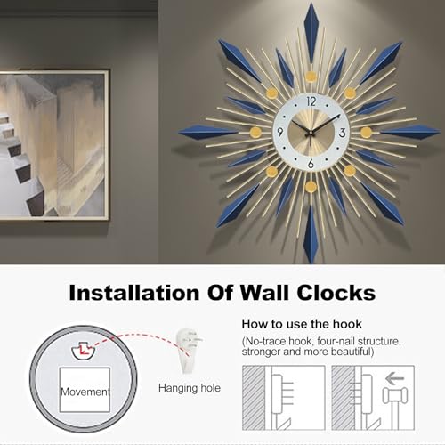 Ergocar Wall Clock, Stylish and Simple Large Decorative Kitchen Wall Clock, No Tick Silent Modern Metal Wall Clock, Suitable for Living Room, Office