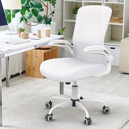 Mimoglad Ergonomic High Back Mesh Office Chair, Adjustable Lumbar Support, Thickened Seat Cushion - color: Ivory White