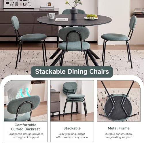 Stackable Guest Chairs Set of 4, Upholstered Waiting Room Chairs with Metal Legs for Reception, Breakroom, School, Meeting, Office - color: Green, size: Set of 4