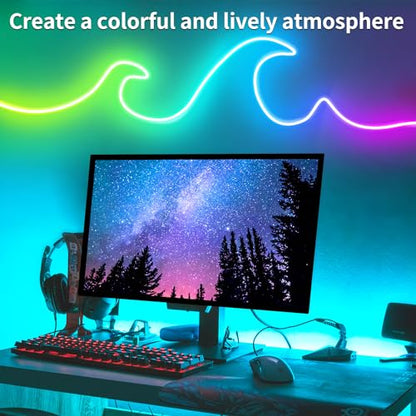 segrass 100ft LED neon Lights with Remote APP Control IP65 Waterproof Flexible Neon LED Strip Lights 24v RGB LED neon Rope Lights for Bedroom Room Outdoors Decor（2 Rolls of 50ft - size: 100ft