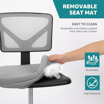 OLIXIS Armless Home Office Chair, Ergonomic Small Desk Chair | Mesh Back, Removable Washable Foam Cushion, Height Adjustable, Rolling Swivel Wheels, Small Space, Grey - color: Grey
