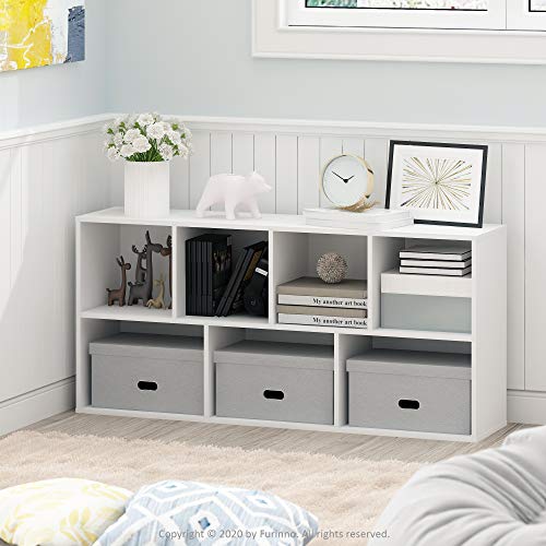 Furinno LUDER Book Shelf, 7-Cube Bookshelf, Bookcase with Open Shelves, 9.4 x 19.5 x 41.7, Easy Assembly, for Living Room, Bedroom, Home Office, White - color: White, size: 7-Cube