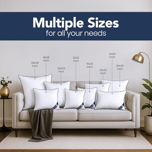 Utopia Bedding 20x20 Throw Pillow Inserts, Decorative Pillows, Pack of 4 | Piping Throw Pillows, Plush & Supportive, Aesthetic Cushion Sham Stuffer for Sofa, Office, Couch & Bed, Set of 4, White - size: 20x20 Inch