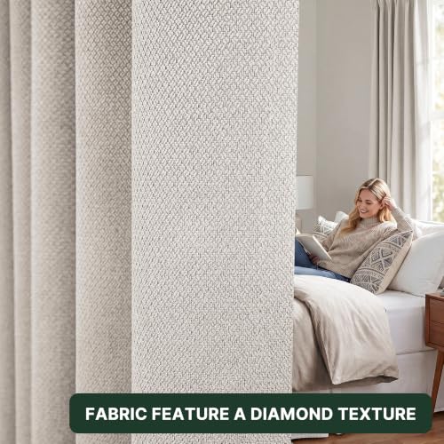 H.VERSAILTEX Pinch Pleated Full Blackout Curtains Diamond Textured Room Darkening Window Curtains 102 inch for Living Room Bedroom Black Out Pinch Pleat Drapes with Hooks 2 Panel, Natural - color: Natural, size: 40"W x 102"L (Pack of 2)