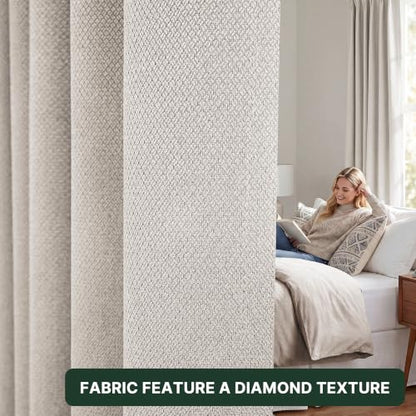H.VERSAILTEX Pinch Pleated Full Blackout Curtains Diamond Textured Room Darkening Window Curtains 102 inch for Living Room Bedroom Black Out Pinch Pleat Drapes with Hooks 2 Panel, Natural - color: Natural, size: 40"W x 102"L (Pack of 2)