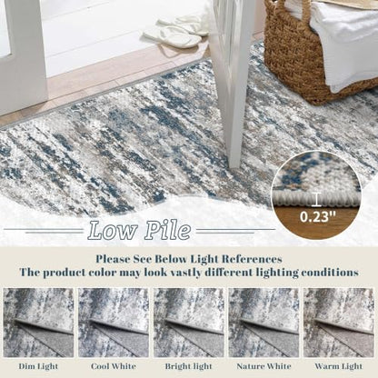 Hallway Runner Rug 3x8 Textured Non Slip Carpet Runner, Abstract Multi | Machine Washable Wide Runner Rug with Silicone Backing; Stain-Resistant Surface for Hallways, Kitchens and High-Traffic Areas - color: Abstract-multi, size: 3' x 8' (Runner)