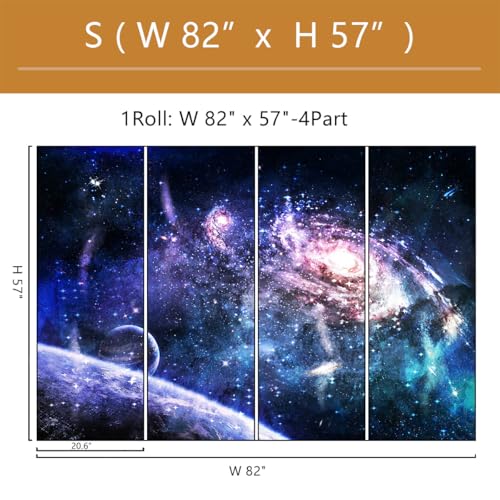 Galaxy Mural Wallpaper Peel and Stick for Kids Room Bedroom 82"x57" - color: ZZ-017, size: 82" x 57"