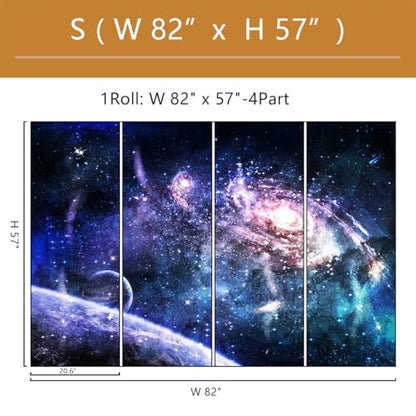 Galaxy Mural Wallpaper Peel and Stick for Kids Room Bedroom 82"x57" - color: ZZ-017, size: 82" x 57"