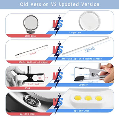 LED Magnifying Lamp for Diamond Painting Tools, 4X & 6X Magnifier LED Light with Clip and Flexible Neck for 5D Diamond Painting and Cross Stitch Tool Accessory Magnifier Lamp, White… - color: White