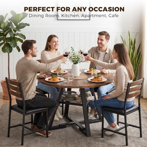 Jocoevol Round Dining Table for 4,Kitchen Dining Room Circle Dinner Pedestal Table,Space Saving Wood Kitchen & Dining Room Furniture (Vintage, 46In) - color: Vintage, size: 46In