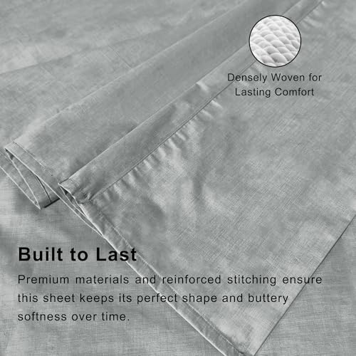 Full Sheet Sets, Cotton Blended Breathable Bed Sheets 4 Piece, Deep Pocket Up to 14", 1 Fitted Sheet, 1 Flat Sheet and 2 Pillowcases (Grey, Full) - color: Grey-4pcs Sheet Set, size: Full