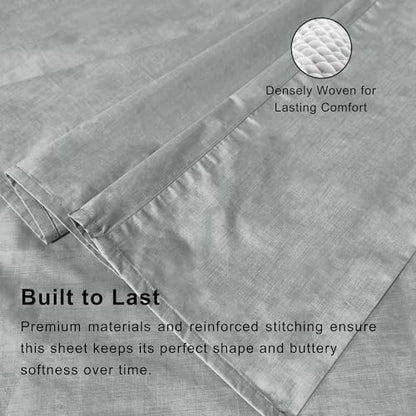 Full Sheet Sets, Cotton Blended Breathable Bed Sheets 4 Piece, Deep Pocket Up to 14", 1 Fitted Sheet, 1 Flat Sheet and 2 Pillowcases (Grey, Full) - color: Grey-4pcs Sheet Set, size: Full