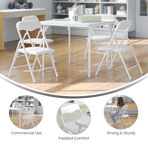 Flash Furniture Mindy Kids 5-Piece Folding Table and Chair Set, White | Daycare and Classroom, Children's Activity Table, Portable - color: White, size: 5 Piece Set