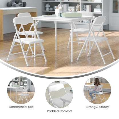 Flash Furniture Mindy Kids 5-Piece Folding Table and Chair Set, White | Daycare and Classroom, Children's Activity Table, Portable - color: White, size: 5 Piece Set