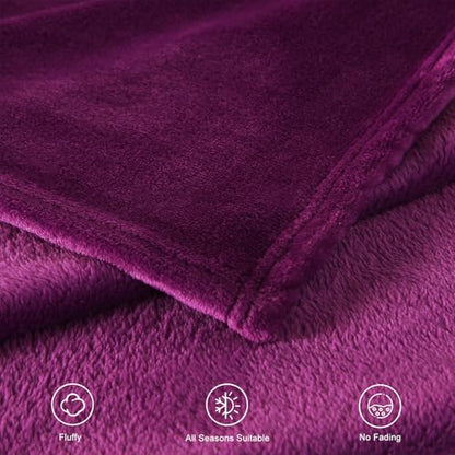 TASTHROW Purple Throw Blanket 50x60 Inches | Soft PlushCozy Fleece Flannel Throw Blanket, Lightweight Warm Throws for Bed, Couch, Bedroom and Living Room, All Seasons - color: Purple, size: 50"x60"