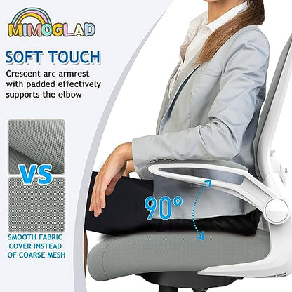 Mimoglad Ergonomic High Back Mesh Office Chair, Adjustable Lumbar Support, Thickened Seat Cushion (Modern, Moon Gray) - color: Moon Gray