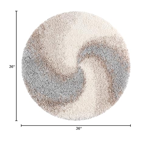 Rugs.com - Soft Touch Shag Rug – 3 Ft Round Khaki Plush Shag Rug – Modern Abstract Accent for Bedrooms, Cozy Reading Nooks, and Nurseries - color: Khaki, size: 3' (Round)