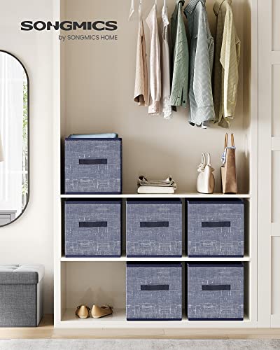 SONGMICS Storage Cubes, 13-Inch Non-Woven Fabric Bins with Double Handles, Set of 6, Closet Organizers for Shelves, Foldable, for Clothes, Misty Blue UROB033I01 - color: Misty Blue, size: 13 Inch-6 Pack