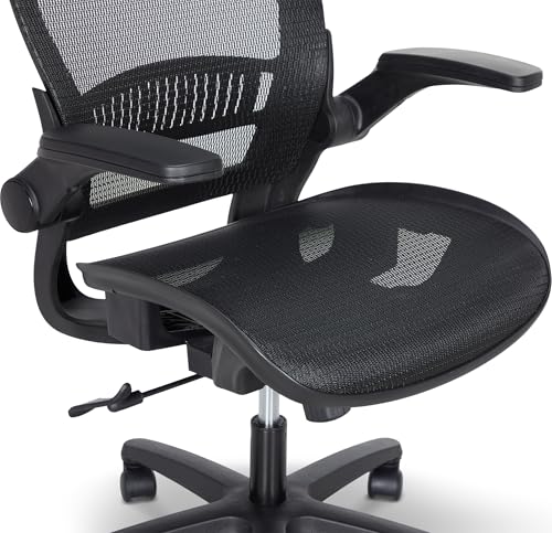 Amazon Basics Ergonomic High-Back Office Chair, Breathable Mesh, 360° Swivel, Easy to Assemble, Comfortable Flip-Up Armrests, 25.5"D x 26.25"W x 49.25"H, Black