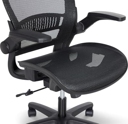 Amazon Basics Ergonomic High-Back Office Chair, Breathable Mesh, 360° Swivel, Easy to Assemble, Comfortable Flip-Up Armrests, 25.5"D x 26.25"W x 49.25"H, Black