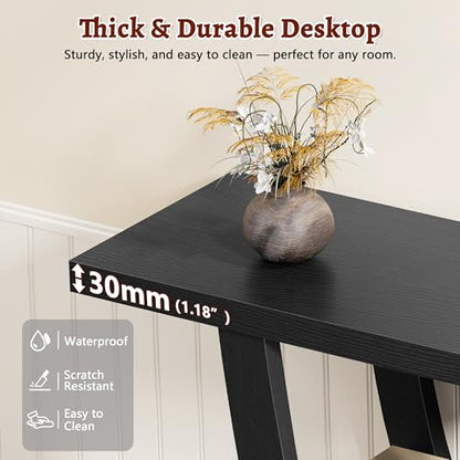 FAVOOSTY Entryway Table, 3 Tier Hallway Table, Console Tables for Living Room, Narrow Entrance Table with Storage, Sofa Table Behind Counch, Accent Table for Entry Foyer, Black - color: Black