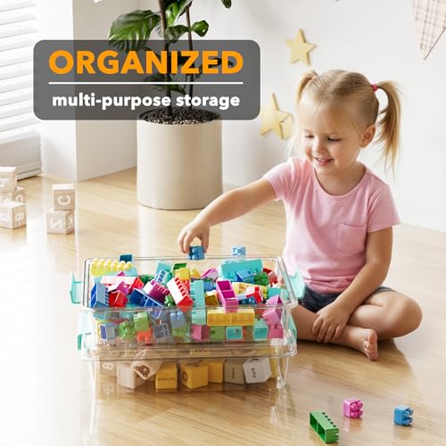 SpaceAid 6 Qt Plastic Storage Bins with Lids, Clear Sensory Bin Craft Organizers and Storage, Stackable Art Containers for Home, Office and School Supplies, 4 pack