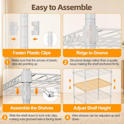 Expandable Clothes Rack, 15.7" D x (70.9"-90.6") W x 76.8" H, White | Freestanding Wire Garment Clothing Rack with 4 Hanging Rods, Max Load 1000lbs, Adjustable, Heavy Duty - color: White