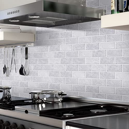 STICKGOO Subway Tile Peel and Stick Backsplash, Thicker Design 12" x 12" Stick on Backsplash Tiles for Kitchen, Bathroom, Wall Tile (10 Sheets, Cinderella Grey) - color: Cinderella Grey