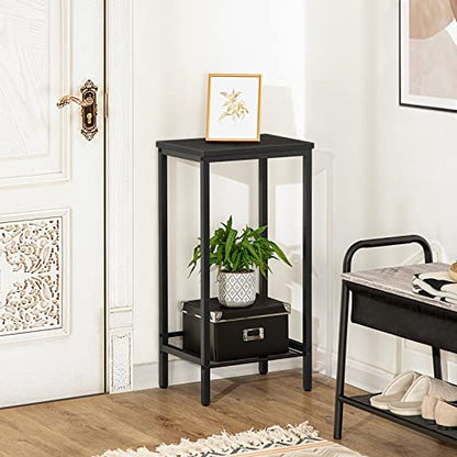 HOOBRO Tall Side Table, Industrial End Telephone Table with Adjustable Mesh Shelves, Small Tall Nightstand for Living Room, Bedroom, Entryway, Office, Black BB03DH01 - color: Black