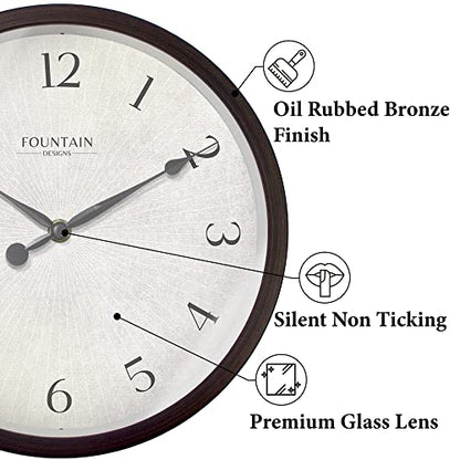 10" Silent Modern Farmhouse Wall Clock, Oil Rubbed Bronze | Battery Operated, Regular Arabic Numeral, Accurate & Easy to Read for Living Room, Bedroom, Kitchen & Home Office - color: Oil Rubbed Bronze, size: 10 inch