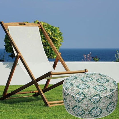 FUNHOME Inflatable Stool Ottoman Footrest with Handle D20 xH9-Green Medal | Indoor Outdoor Footrest Seat, Water-Repellent, Footstool Pouf for Home Patio Garden and Camping Use - color: Green Medal