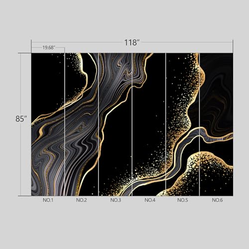 Black and Gold Marble Wallpaper Peel and Stick wall Mural for Bedroom Living Room - 85"x118" - color: B01, size: 85"x118"