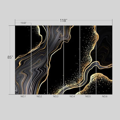 Black and Gold Marble Wallpaper Peel and Stick wall Mural for Bedroom Living Room - 85"x118" - color: B01, size: 85"x118"