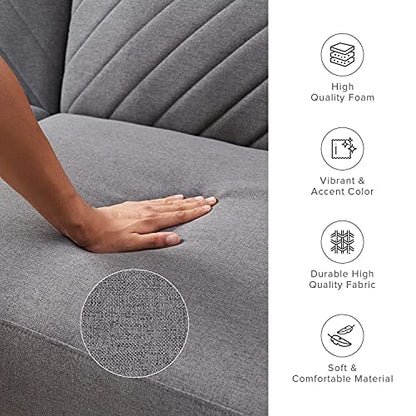 mopio 76.4" Futon Sofa Bed Chevron Styled, Sleeper Couch(Dark Gray Fabric) | Click-clack back drops for instant guest lodging; slim profile and retro legs suit apartments beautifully. - color: Dark Gray Fabric